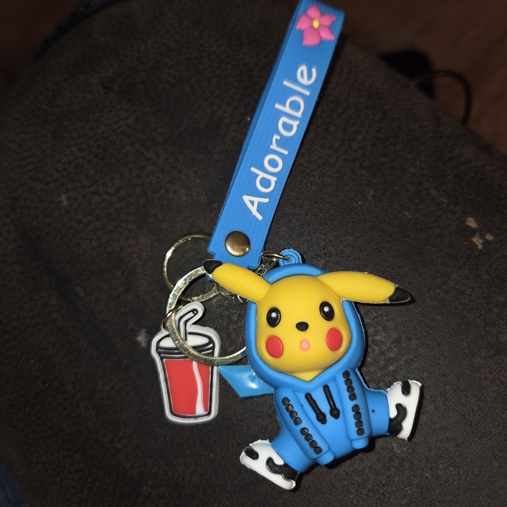 Pokemon Pikachu Keychain with Blue and Yellow